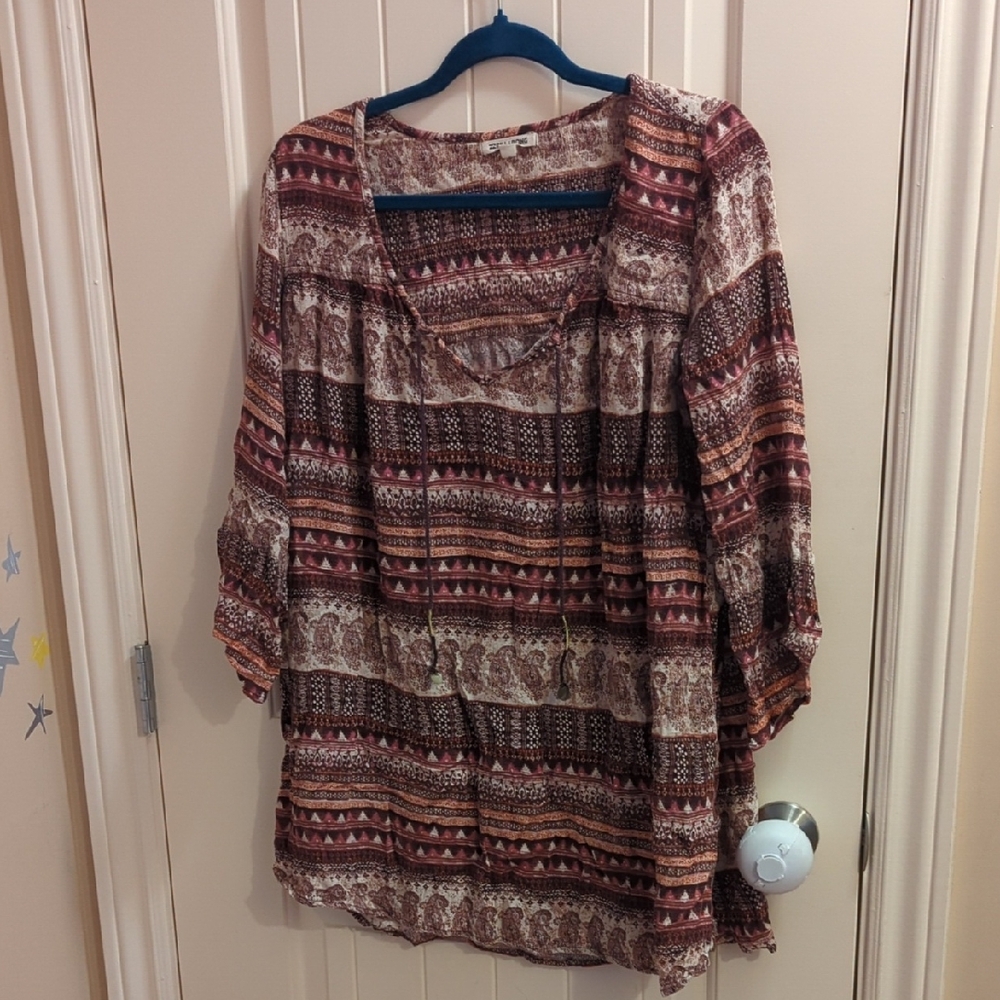Bohemian Billabong Sz. M OversizedMulticolor Women's Top